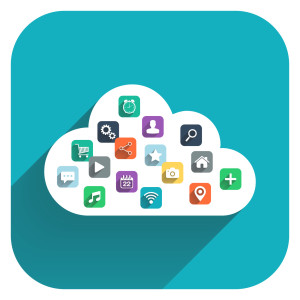 Cloud computing. Cloud icon with color icons set.