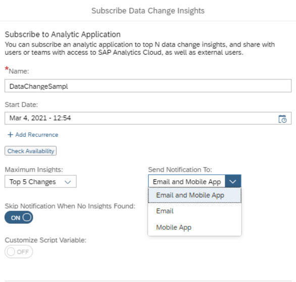 Subscribe to Analytic Application