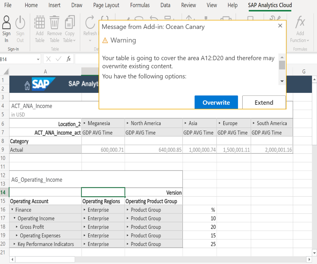 SAP Analytics Cloud add-in for Microsoft Office