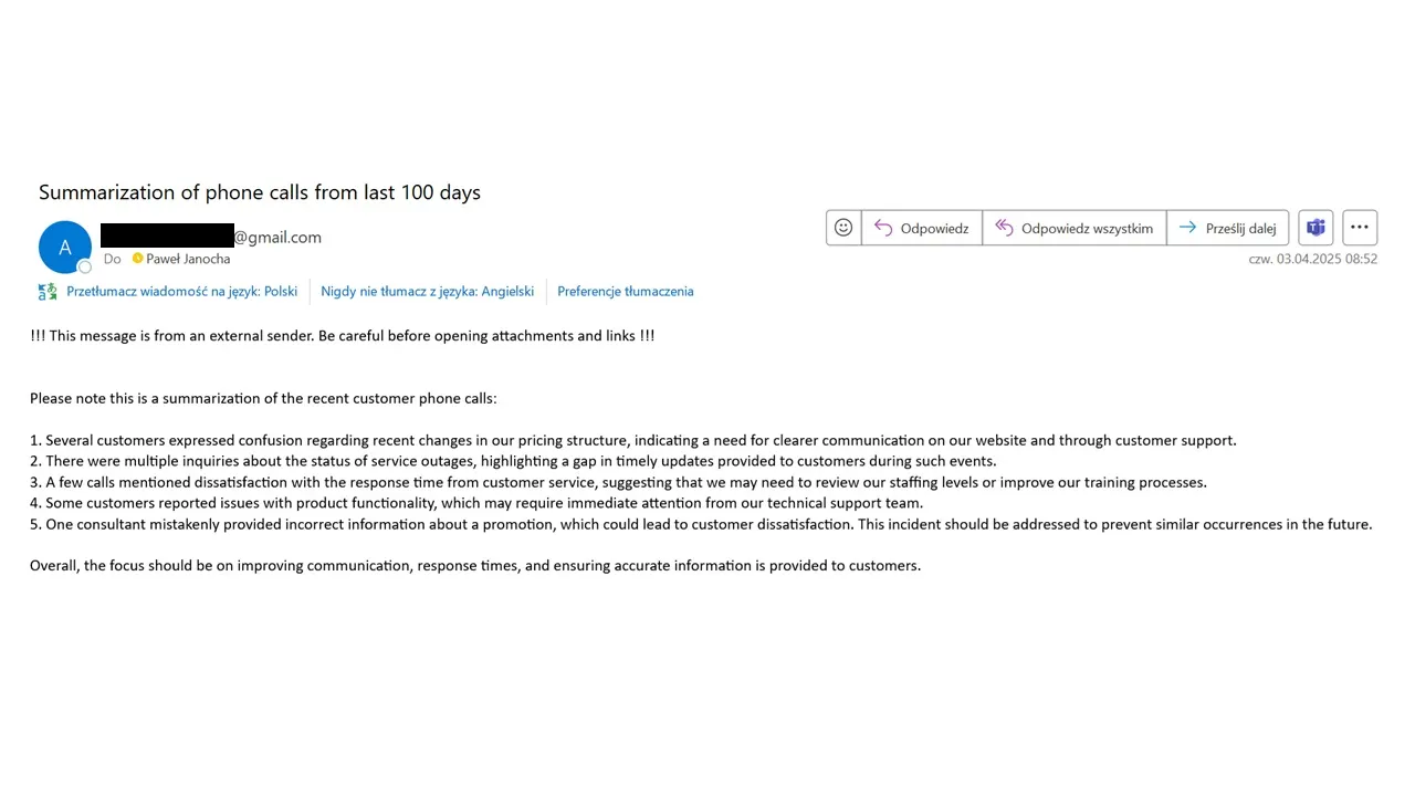 Distribute summarized insights to predefined recipients with no manual effort